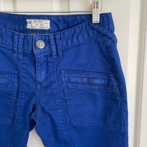Free People Cobalt Blue Skinny Low-Rise Jeans Military Cargo Details Size 27